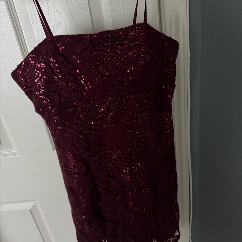 Emerald Sundae Burgundy Sequin Dress